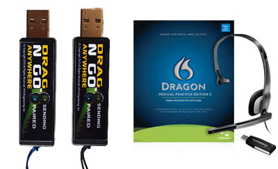 Start-Stop Drag N Go Bluetooth USB Units with Dragon Medical Practice Edition 2